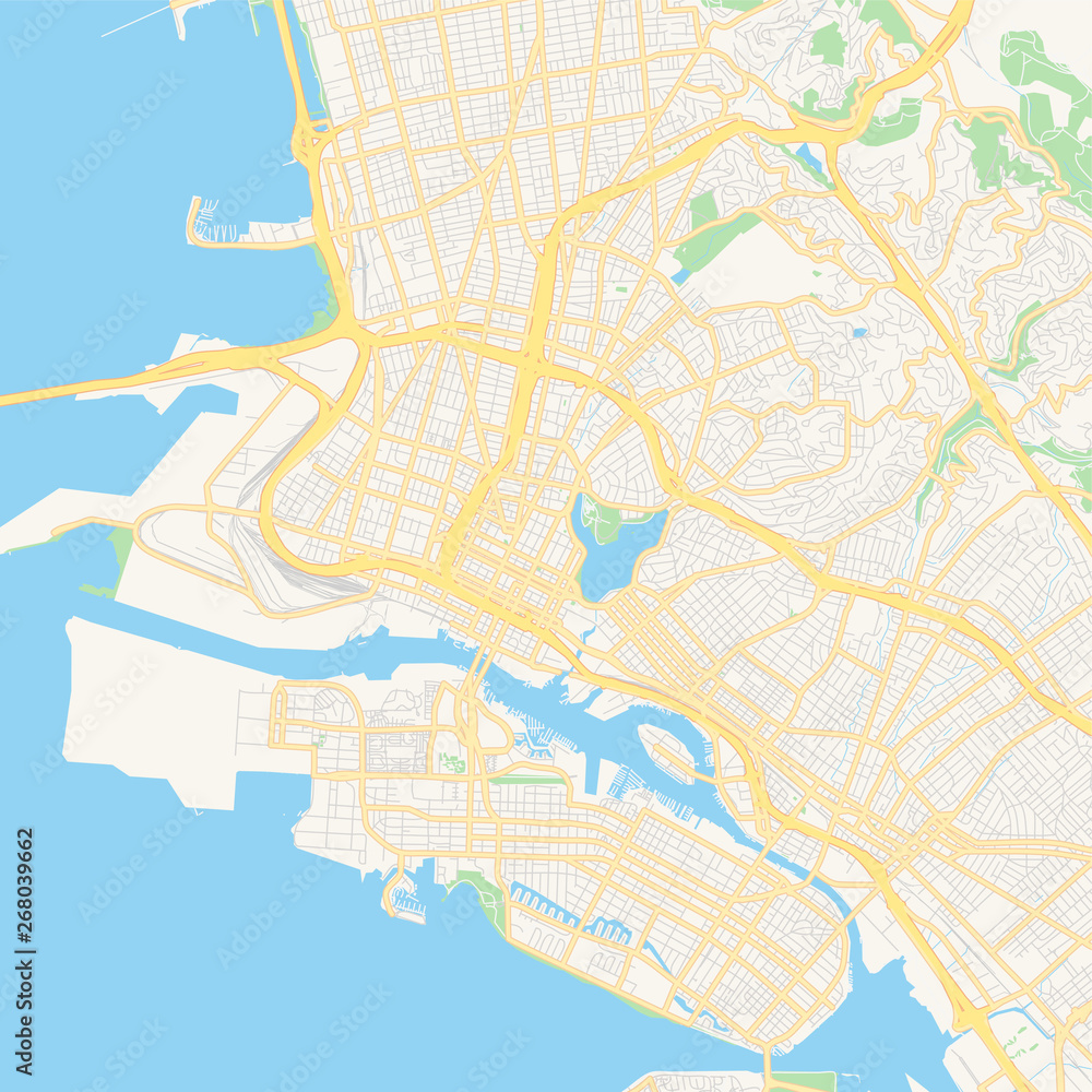 Fototapeta premium Empty vector map of Oakland, California, USA