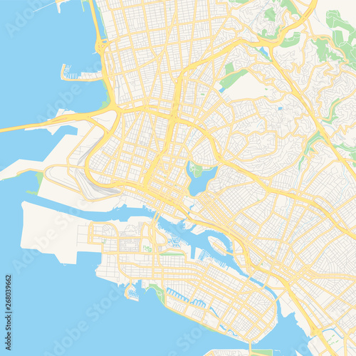 Empty vector map of Oakland, California, USA
