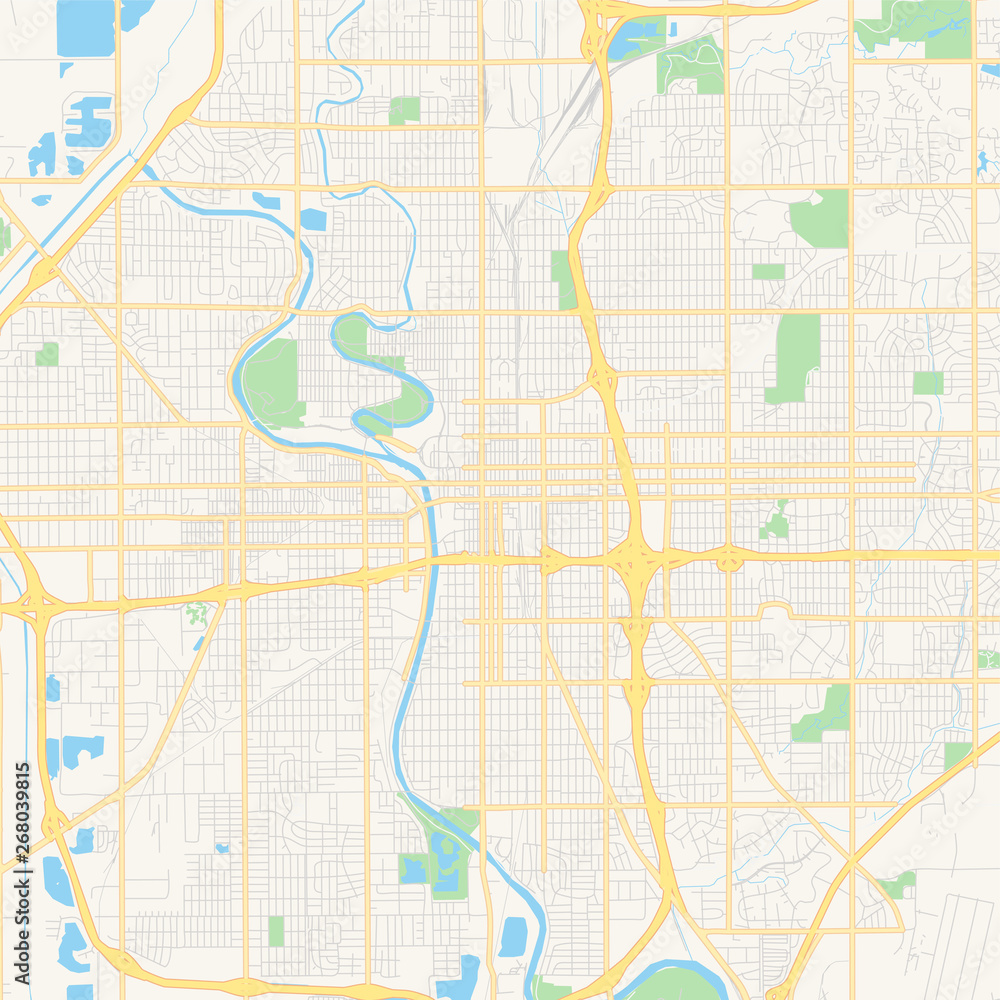 Empty vector map of Wichita, Kansas, USA