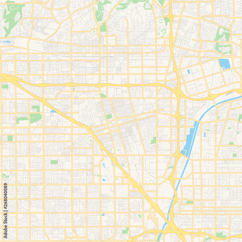 Empty vector map of Anaheim, California, USA