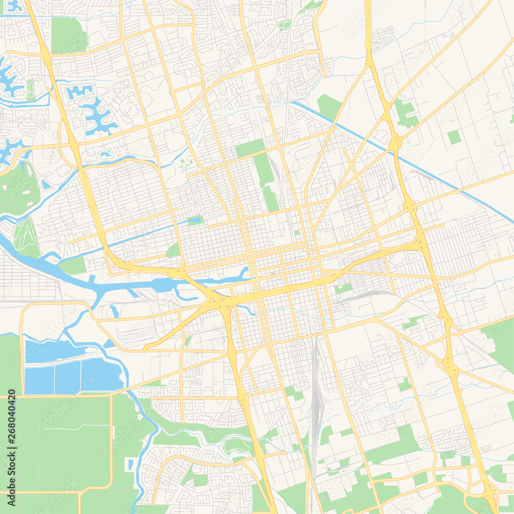 Empty vector map of Stockton, California, USA