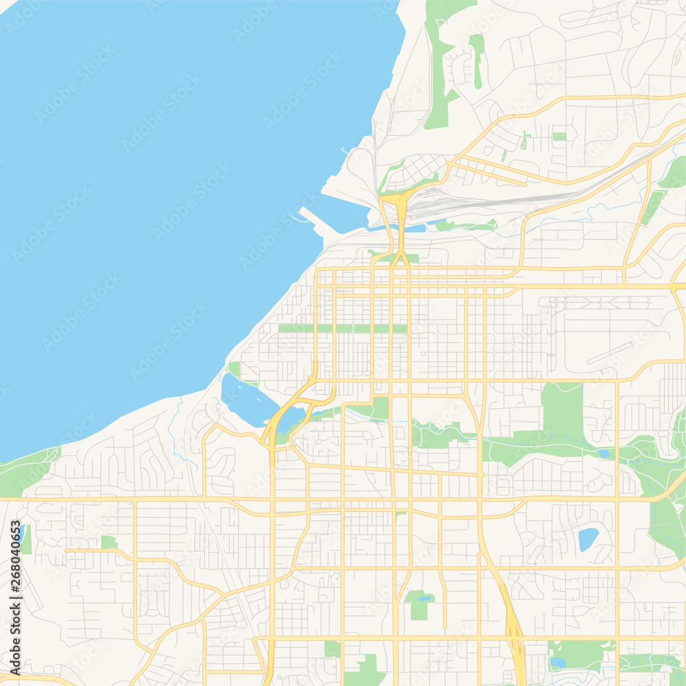 Obraz premium Empty vector map of Anchorage, Alaska, USA