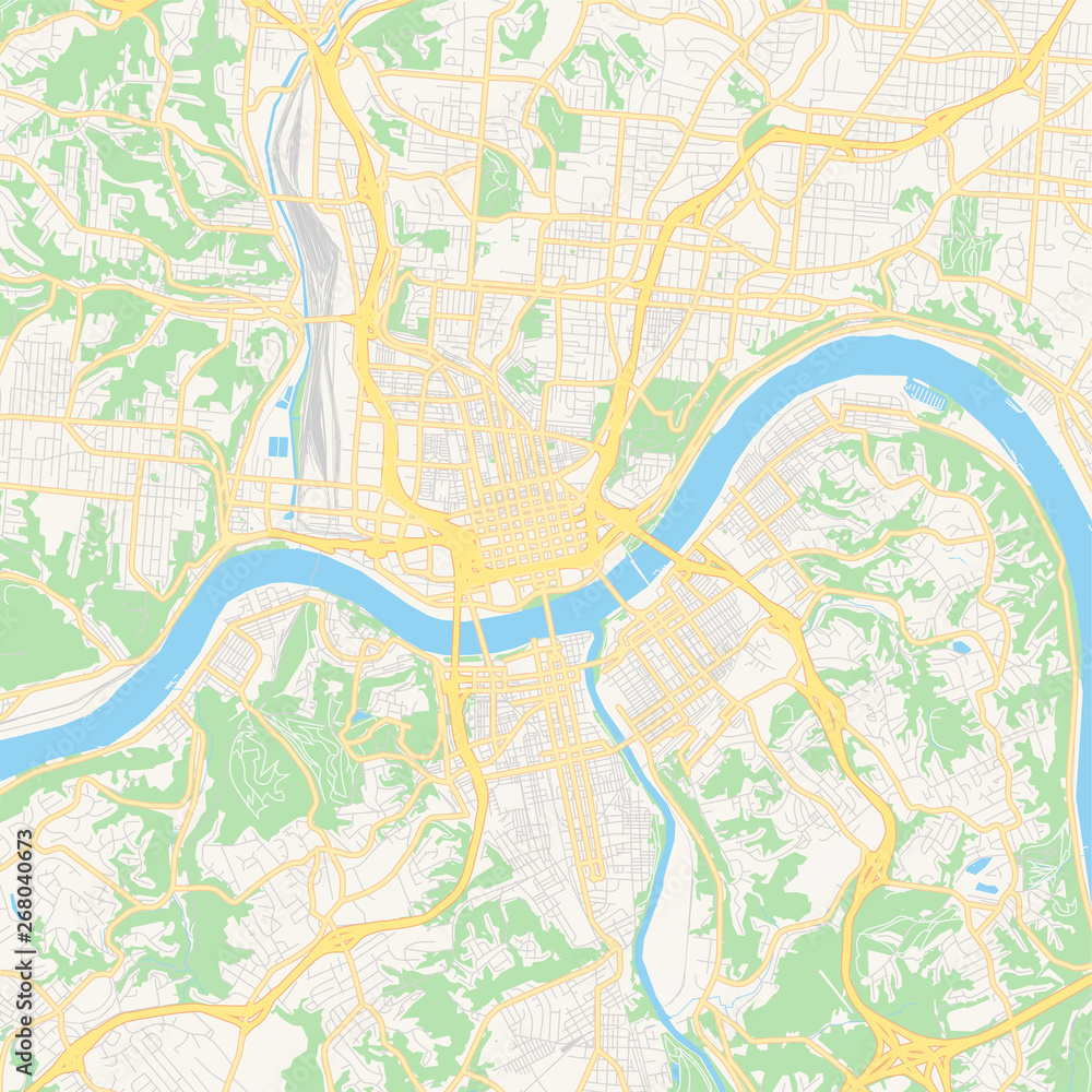Empty vector map of Cincinnati, Ohio, USA