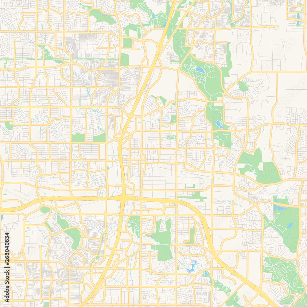 Empty vector map of Plano, Texas, USA