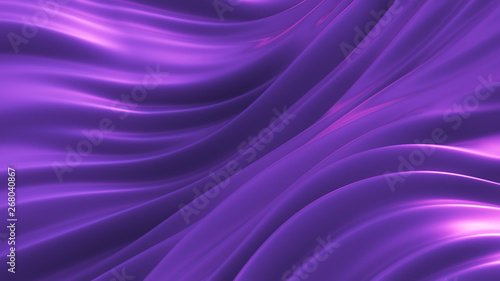 Luxurious purple background with flying fabric. 3d illustration, 3d rendering.