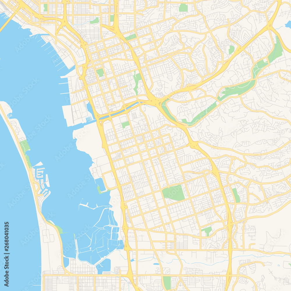 Empty vector map of Chula Vista, California, USA