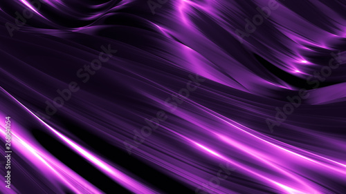 Luxurious purple background with flying fabric. 3d illustration, 3d rendering.