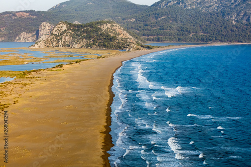 Fototapeta Naklejka Na Ścianę i Meble -  Iztuzu Beach, aerial, Dalyan, Mugla, Turkey
