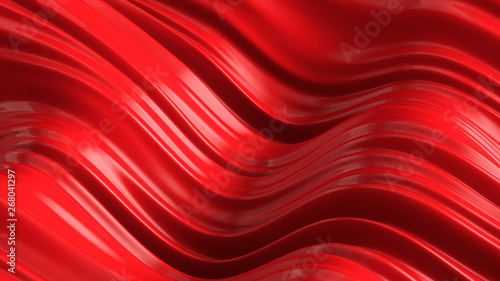 Luxury red background with flying fabric. 3d illustration, 3d rendering.