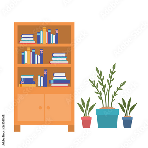 shelving with books in white background © grgroup