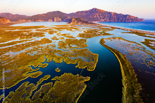 Fototapeta Naklejka Na Ścianę i Meble -  Dalyan, aerial, Koycegiz, Mugla, Turkey