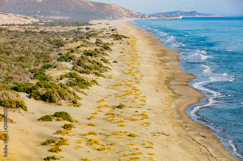 Ten mile long Patara Beach, aerial, Antalya, Turkey photo