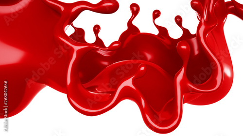 A splash of red thick liquid. 3d illustration, 3d rendering.