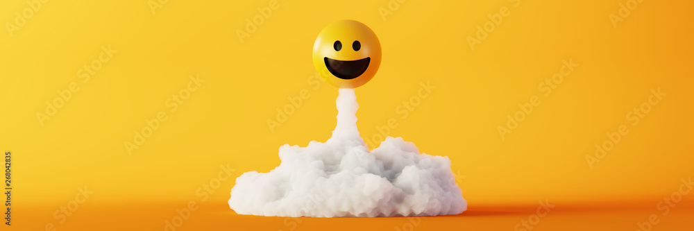 Fototapeta Happy and laughing emoticons 3d rendering background, social media and communications concept