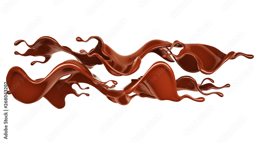 Chocolate splash. 3d illustration, 3d rendering. Chocolate splash. 3d illustration, 3d rendering.