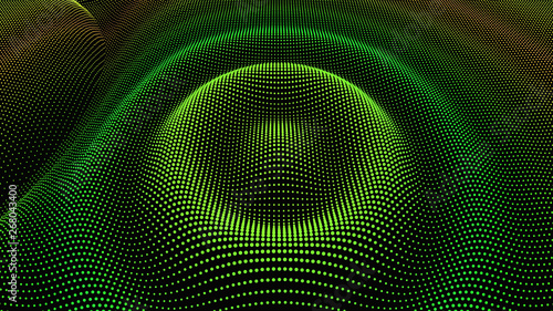 Particle 3D wavy ripple effect. Color Grid surface