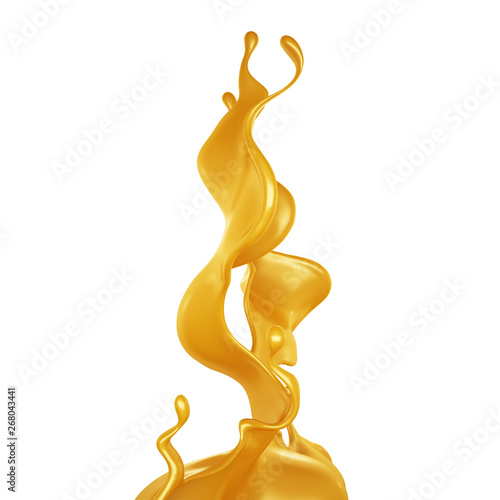 Splash of caramel. 3d illus...