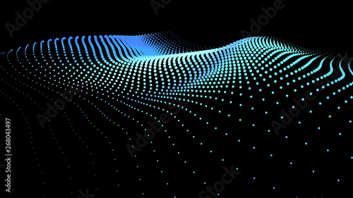 3d sea dots wave gloviwng stream background flow