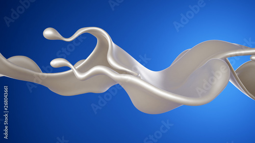 A splash of milk on a blue background. 3d illustration, 3d rendering.