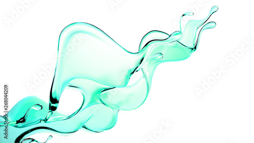 A splash of green transparent liquid. 3d illustration  3d rendering.