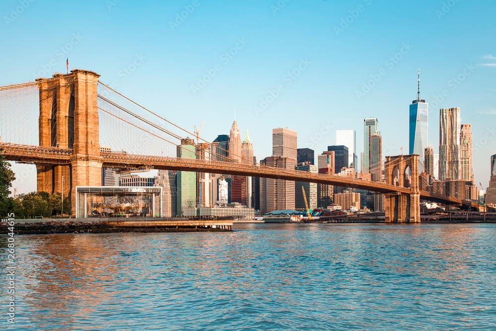 Amazing panorama view of New York City and Brooklyn bridge