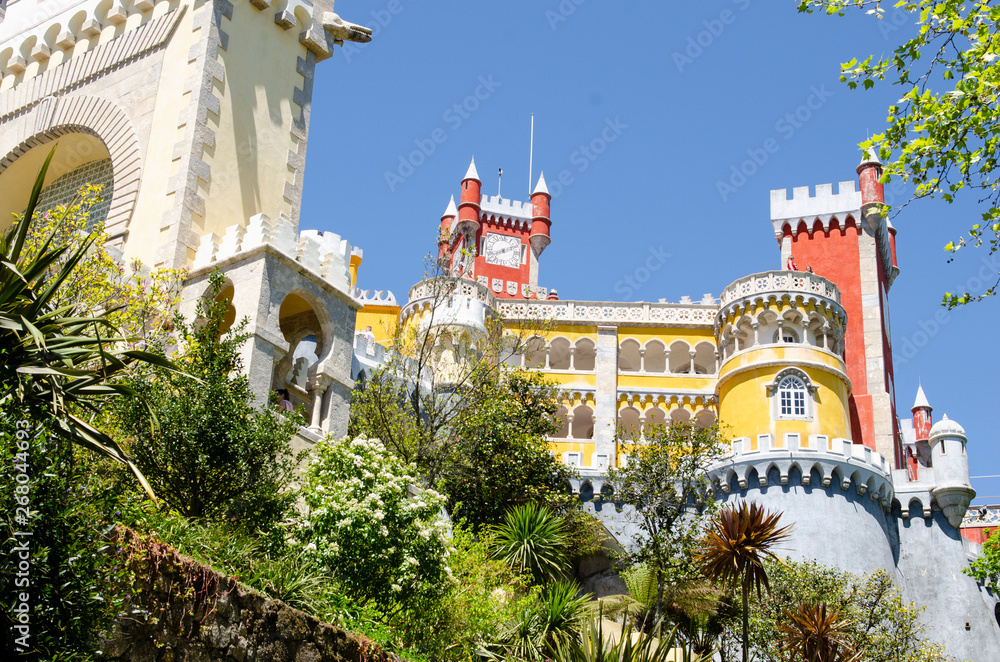 Beautiful view to Pena palace in Portugal