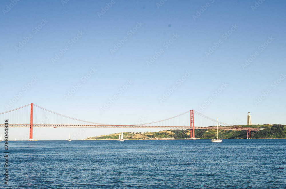 red 25 april bridge in Lisbon