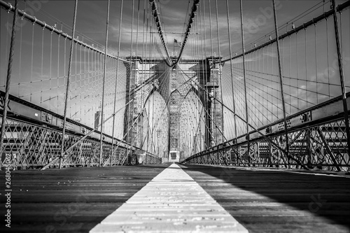 Fototapeta Naklejka Na Ścianę i Meble -  Empty Brooklyn Bridge promenade in New York City