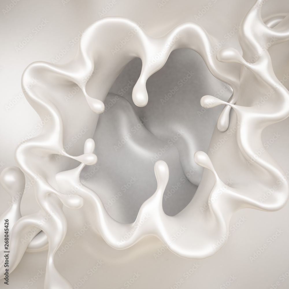 A splash of a thick white liquid. 3d illustration, 3d rendering. A splash of a thick white liquid. 3d illustration, 3d rendering.
