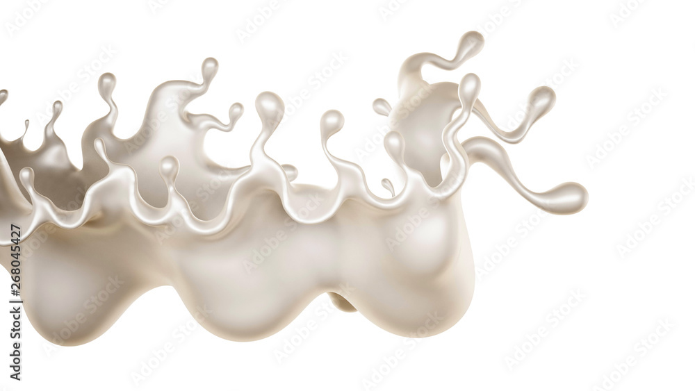 A splash of a thick white liquid. 3d illustration, 3d rendering.