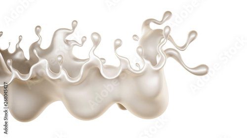 A splash of a thick white liquid. 3d illustration  3d rendering.