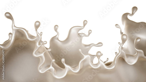 A splash of a thick white liquid. 3d illustration, 3d rendering.