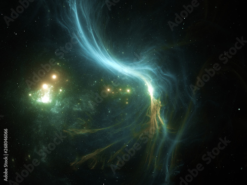 Vast interstellar deep space, starfield, stars and space dust scattered throughout the universe. Cosmic artwork. Distant swirling galaxies, glowing nebula cloud, astral artwork.