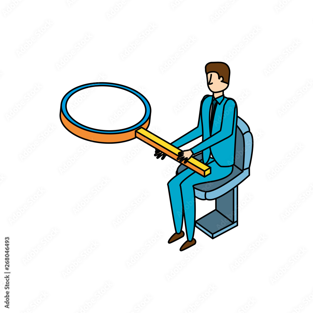businessman worker with magnifying glass businessman worker with magnifying glass