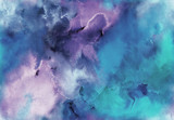 Watercolor seamless background with abstract sky, galaxy