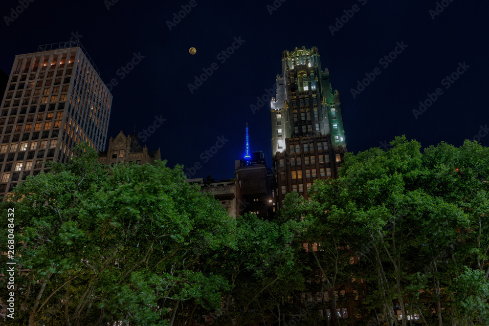 Full moon from Bryant Park, New York