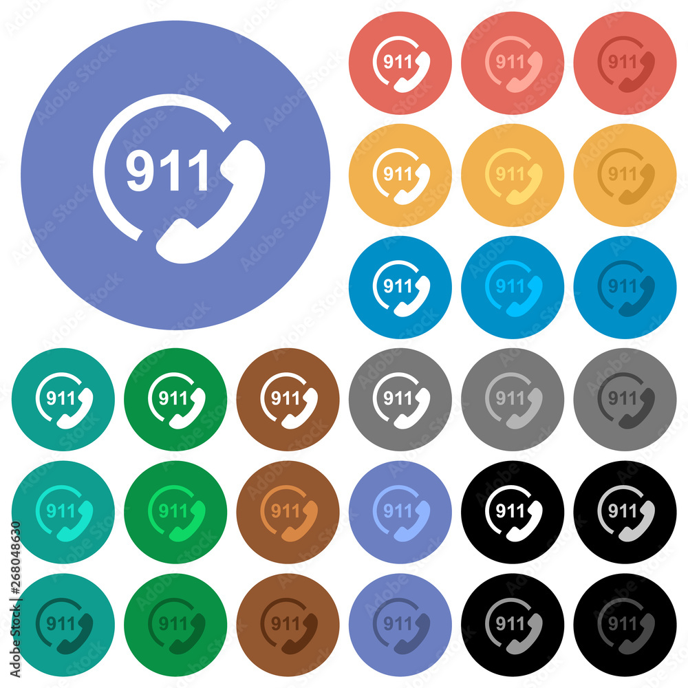 Emergency call 911 round flat multi colored icons Emergency call 911 round flat multi colored icons
