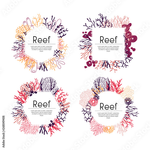 Template of seaweed and corals collection