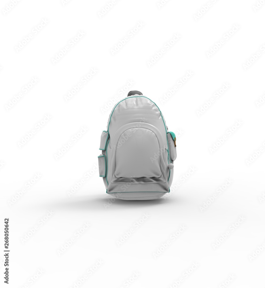 Gray Backpacks isolated on White 3D Rendering Gray Backpacks isolated on White 3D Rendering