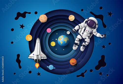 Space Adventure Astronaut and Rocket Cutout