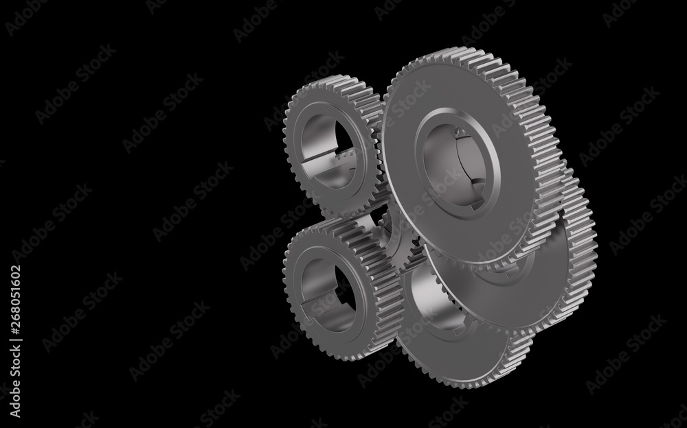 Metal Gear isolated on Black 3D Rendering Metal Gear isolated on Black 3D Rendering