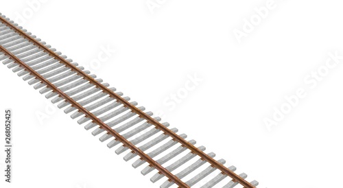 Train Tracks isolated 3D Rendering