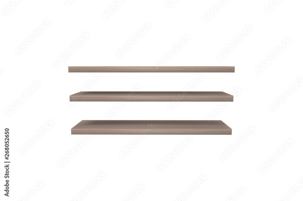 Wood Shelf on Wall 3D Rendering Wood Shelf on Wall 3D Rendering