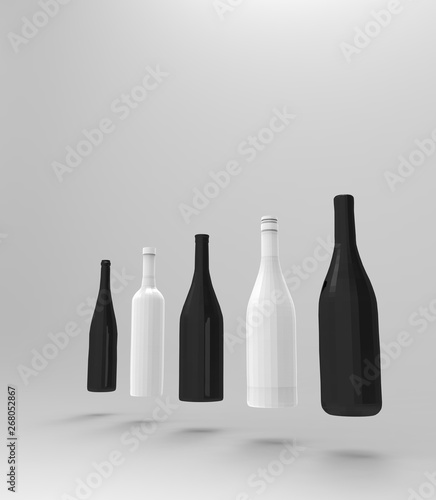 Wine Bottle Object 3D Rendering