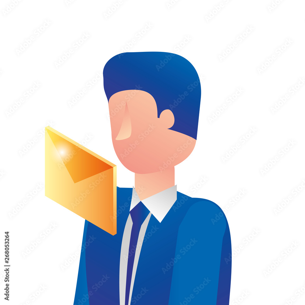 businessman worker with envelope mail businessman worker with envelope mail