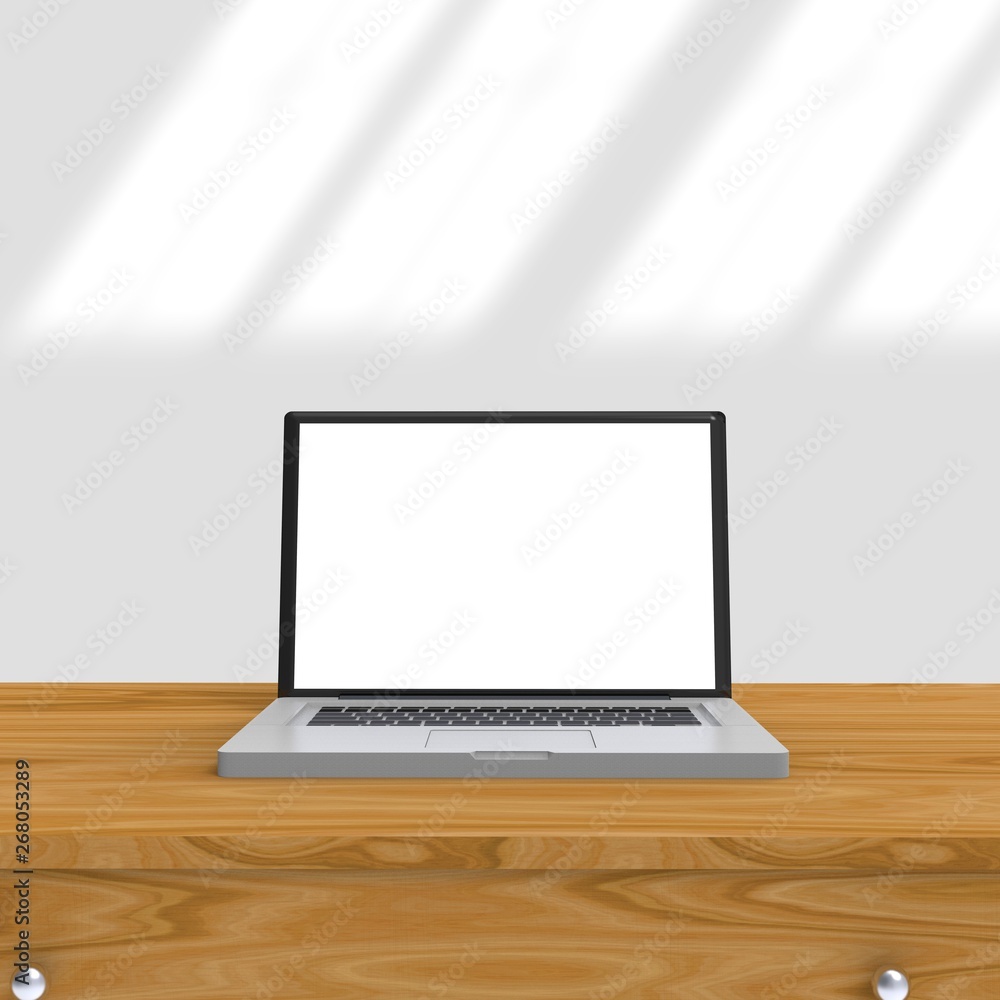 Open Laptop on Desk 3D Rendering Open Laptop on Desk 3D Rendering