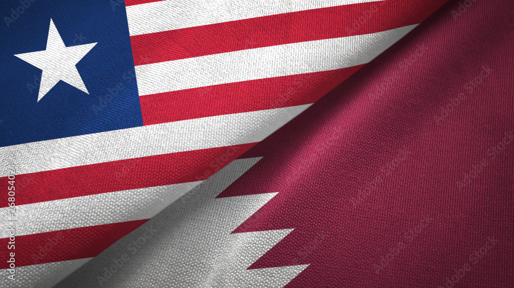 Liberia and Qatar two flags textile cloth, fabric texture Liberia and Qatar two flags textile cloth, fabric texture