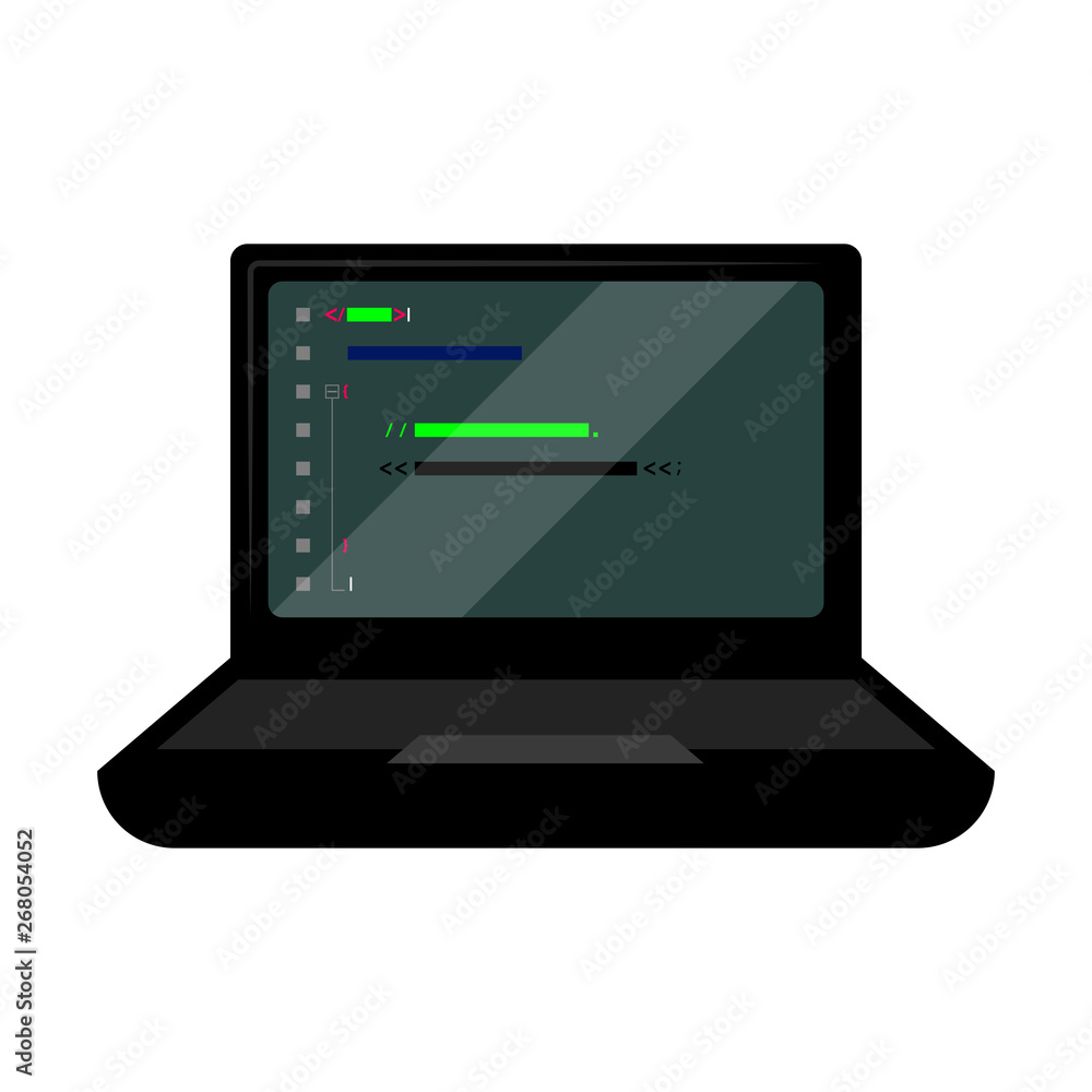Programming code on a laptop screen - Vector Programming code on a laptop screen - Vector