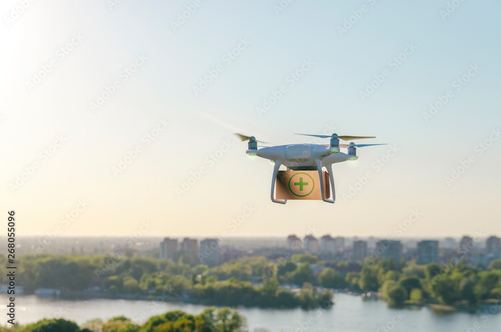 Drone delivers medical equipment, medicine delivery via drone Drone delivers medical equipment, medicine delivery via drone