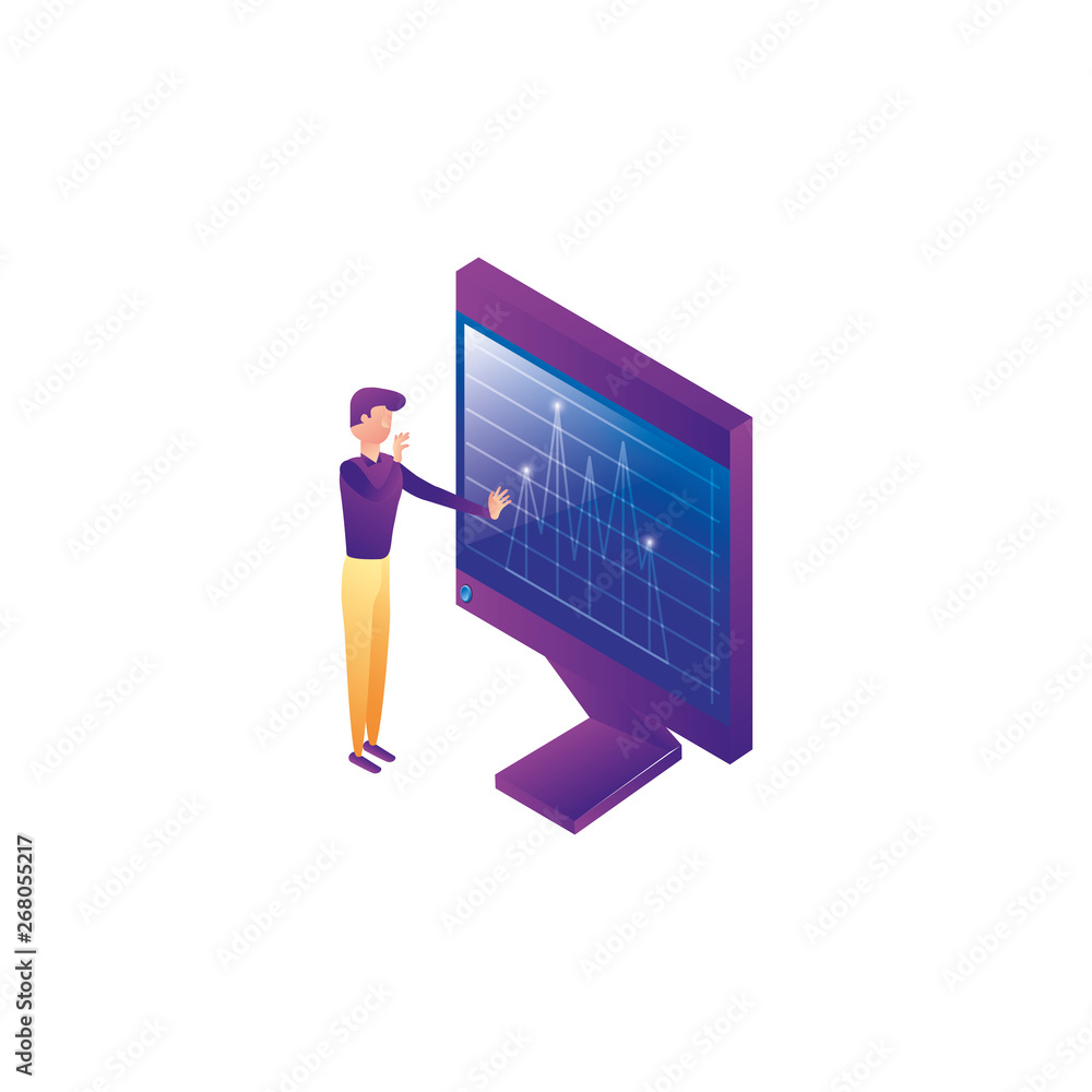 businessman worker with display computer businessman worker with display computer